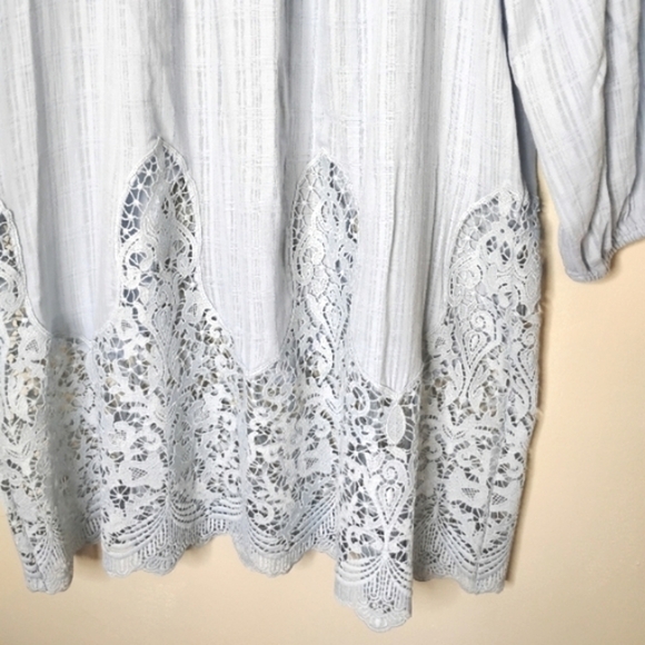 Sundance Boho Lace-Hem Tunic Dress M Baby Blue Peasant Silhouette - Picture 4 of 7